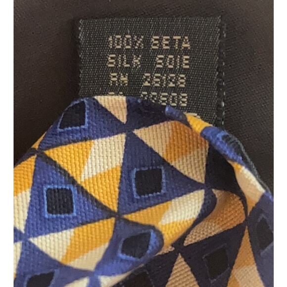 Echo Geometric Yellow & Blue Silk Tie Made in Italy Necktie - Picture 9 of 11